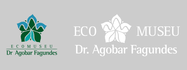 Logomarca do Ecomuseu Dr. Agobar Fagundes e o redesign da mesma, desenvolvido pela Tríscele. 