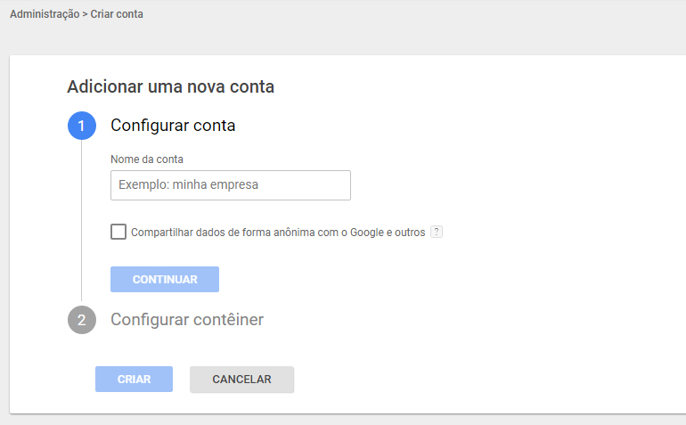 Criar Contêiner Gerenciador de Tags do Google - Tríscele