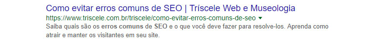 Como evitar erros comuns de SEO - Meta-Descrição - Tríscele